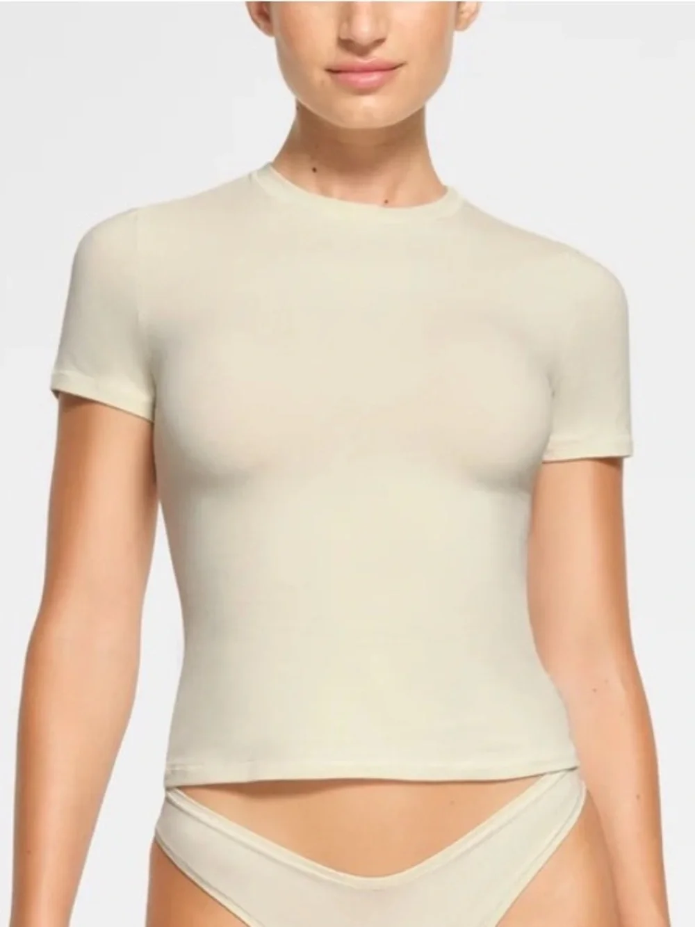SKIMS *NWT* Women’s Cotton Jersey T-Shirt Color: Bone Size Small - Picture 1 of 6